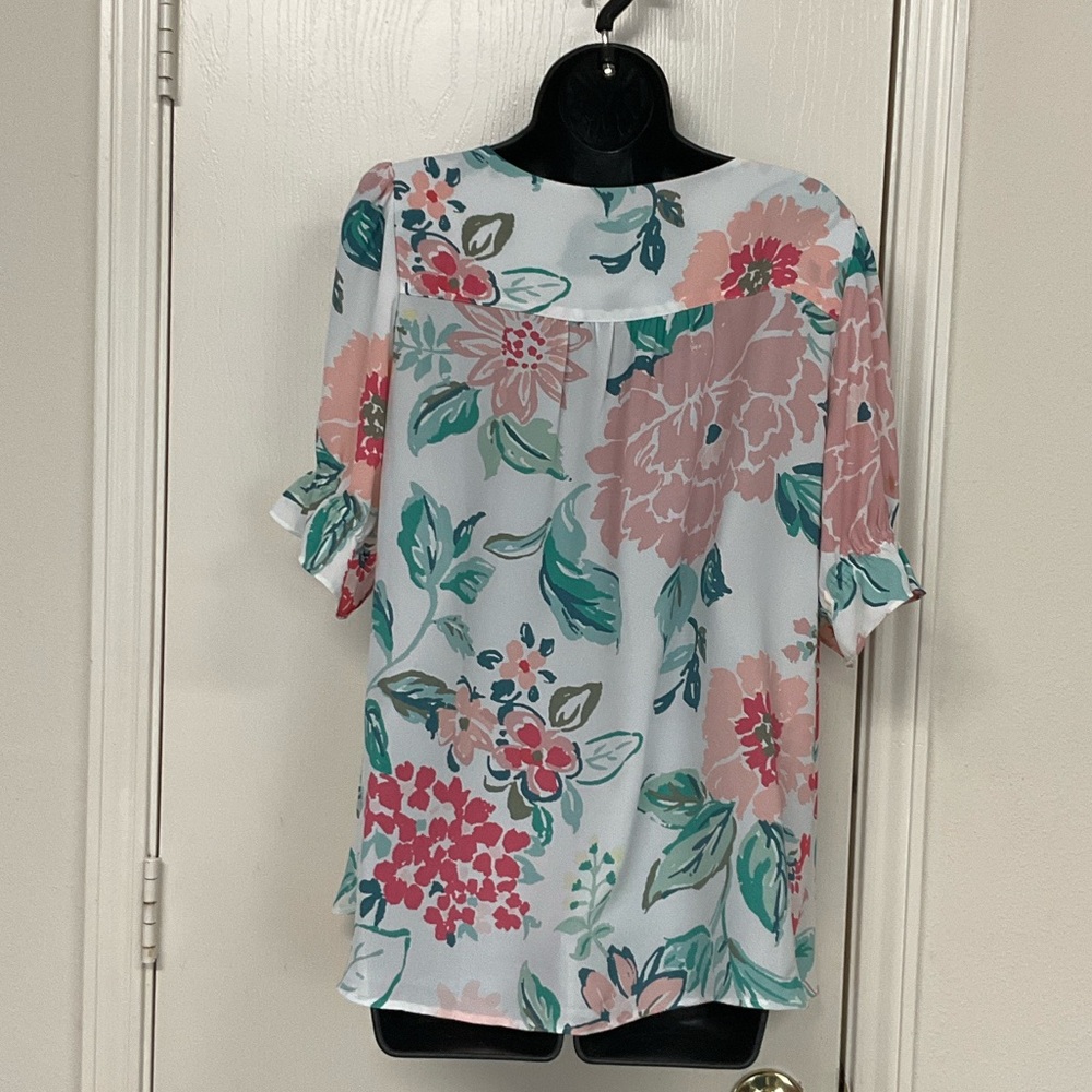 LOFT Floral V-Neck Blouse - Picture 2 of 5